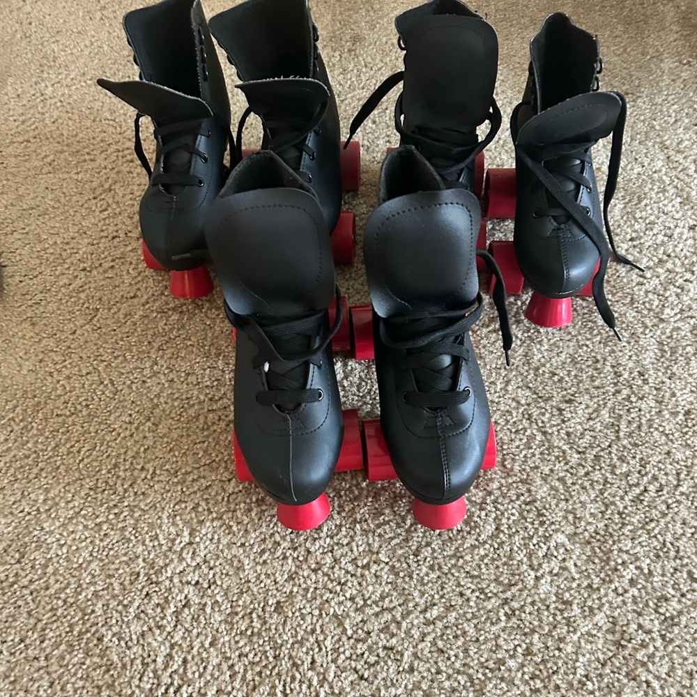 Black Roller Skates with Red Wheels